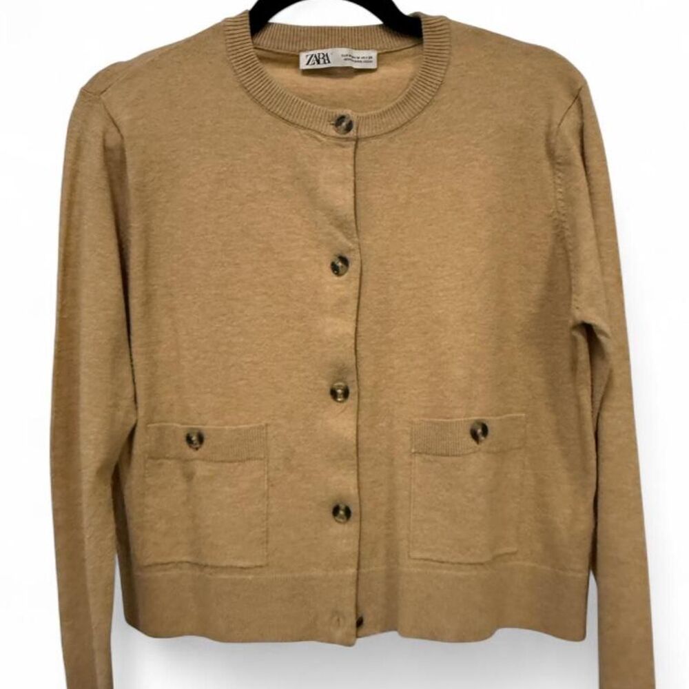 Zara Women's Tan and Brown Cardigan